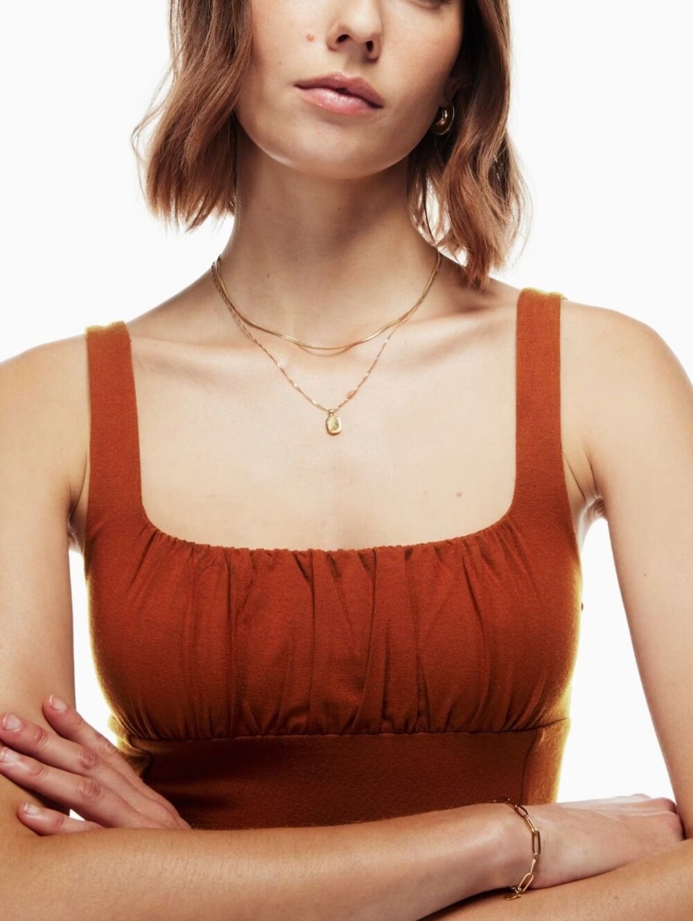 Aritzia orbit tank Ruched Rich Copper Rustic
